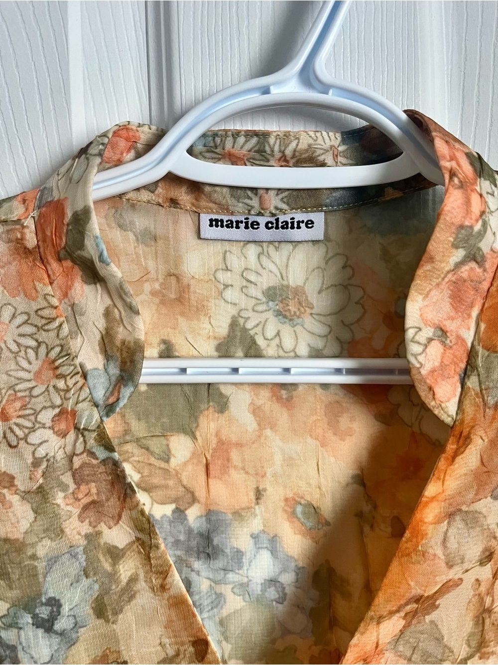 Marie Claire Blouse Top Tank Floral Boho XL V-Neck Belt Sleeveless Women  orange - Picture 3 of 8